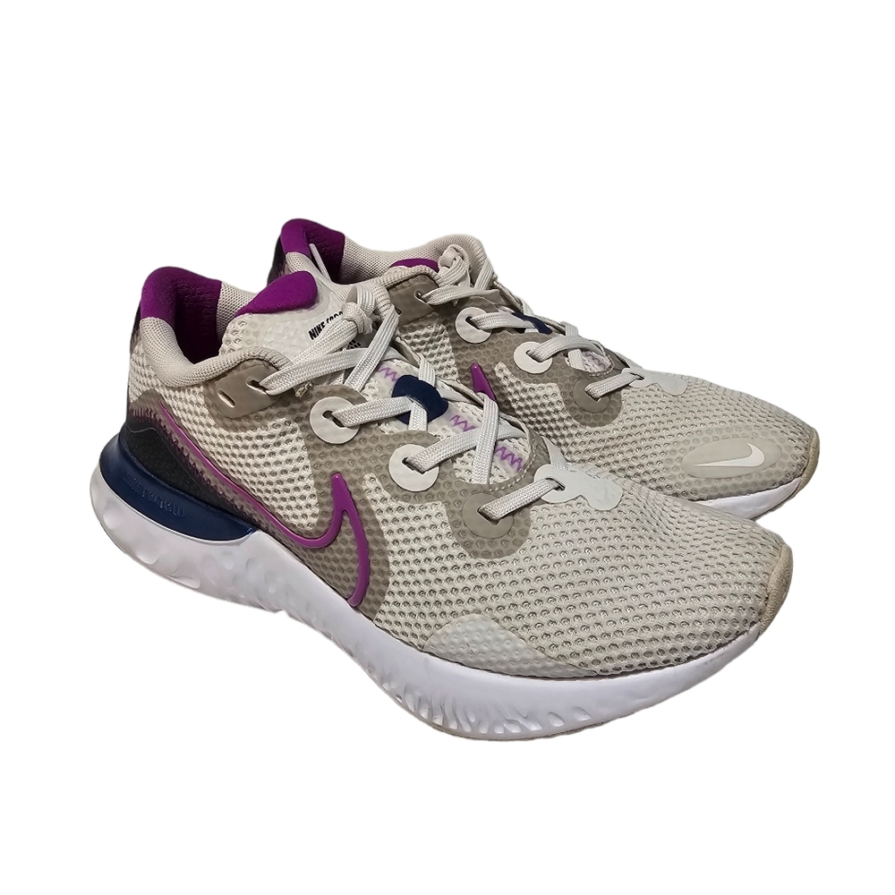 Nike Renew Run White Purple Black Running Shoes Women's Size 6.5